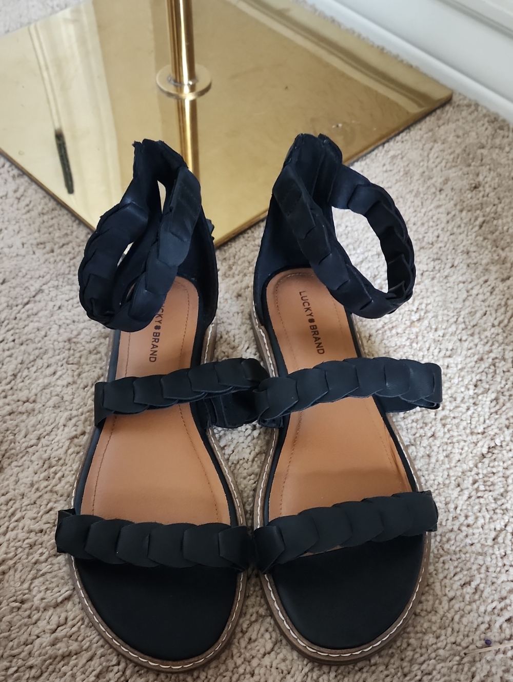Lucky Brand Women’s Black Braided Strap Sandals